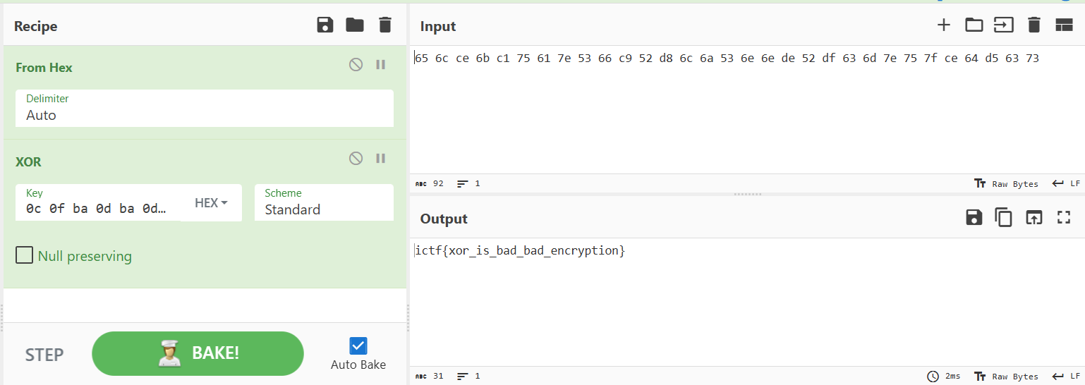 The decrypted ciphertext