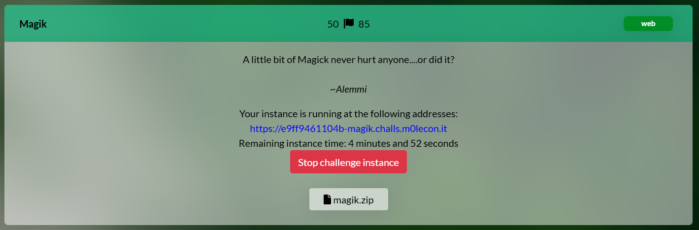 This CTF grants each participant the opportunity to have their own instance of each web challenge.